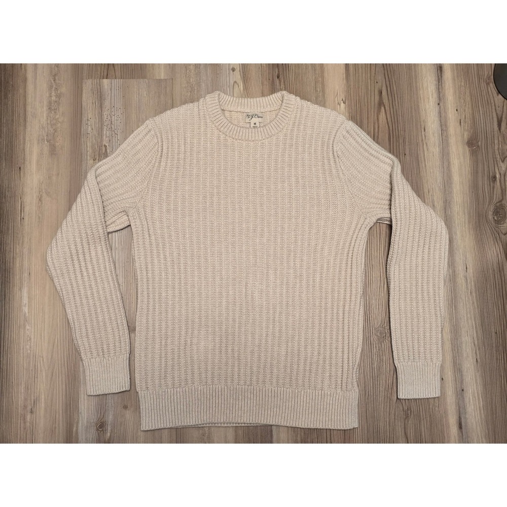 J.Crew Womens Cotton Ribbed Crewneck Sweater Oatmeal Beige Size M Fair‎ Trade